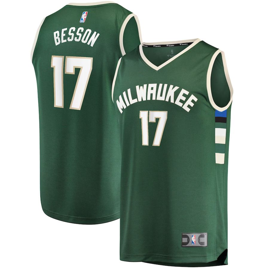 Men Milwaukee Bucks #17 Hugo Besson Fanatics Branded Green Fast Break Replica NBA Jersey